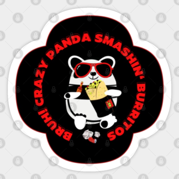 Panda Smashin' Burritos By Abby Anime(c)(Blk) Sticker by Abby Anime
